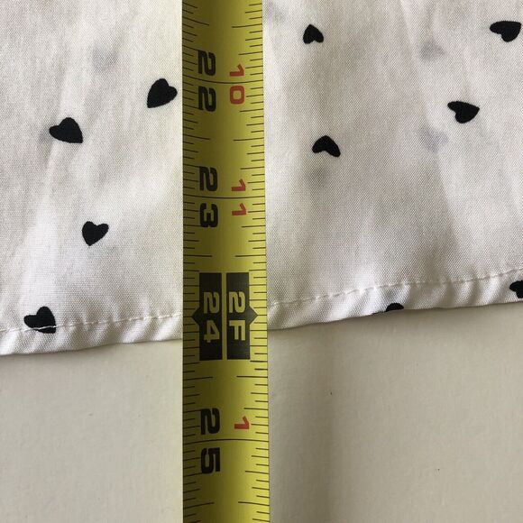 Shein Women's Heart Print Notched Neck Ruffle Sleeve Blouse White Size Medium - Picture 7 of 13